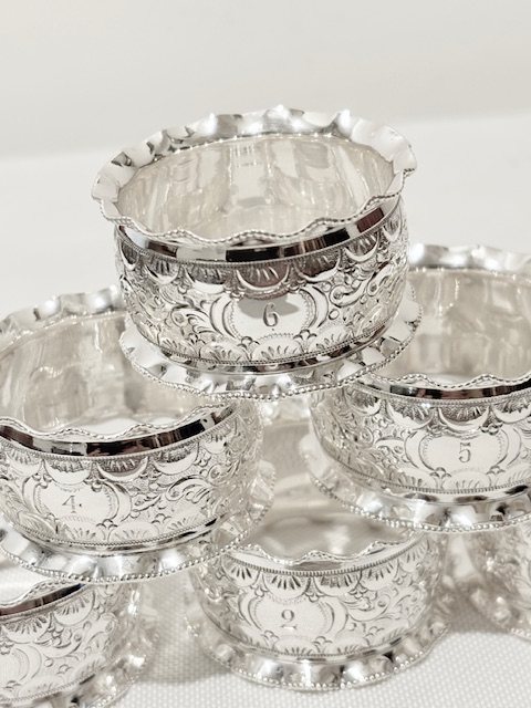 Antique Set of Six Silver Plated Serviette Rings