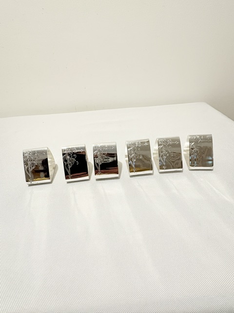Unusual Set of 6 Antique Silver Plated Napkin Rings Unusual Set of 6 Antique Silver Plated Napkin Rings