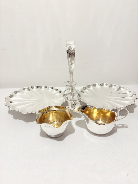 Antique Silver Plated Strawberry Serving Set
