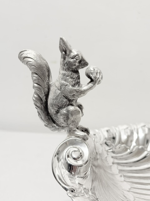 Antique Silver Plated Nut Dish with a Standing Figural Squirrel Antique Silver Plated Nut Dish with a Standing Figural Squirrel