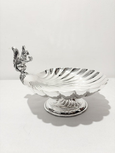 Antique Silver Plated Squirrel Nut Dish Antique Silver Plated Squirrel Nut Dish