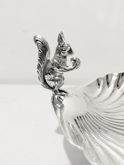 Antique Silver Plated Squirrel Nut Dish Antique Silver Plated Squirrel Nut Dish