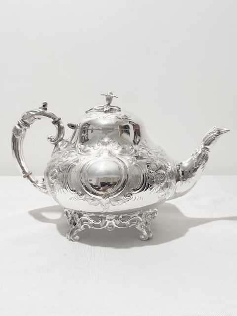 Handsome Victorian Antique Silver Plated Teapot Handsome Victorian Antique Silver Plated Teapot