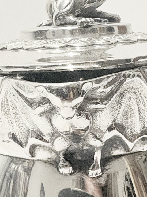 Unusual Antique Silver Plated Teapot with Realistic Dragon Handle