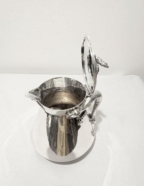 Unusual Antique Silver Plated Teapot with Realistic Dragon Handle