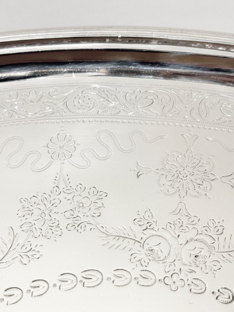 Oval Antique Silver Plated Salver with Slightly Raised Sides Oval Antique Silver Plated Salver with Slightly Raised Sides