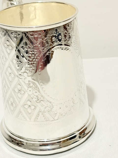 Antique Silver Plated One Pint Tankard with Side Looped Handle
