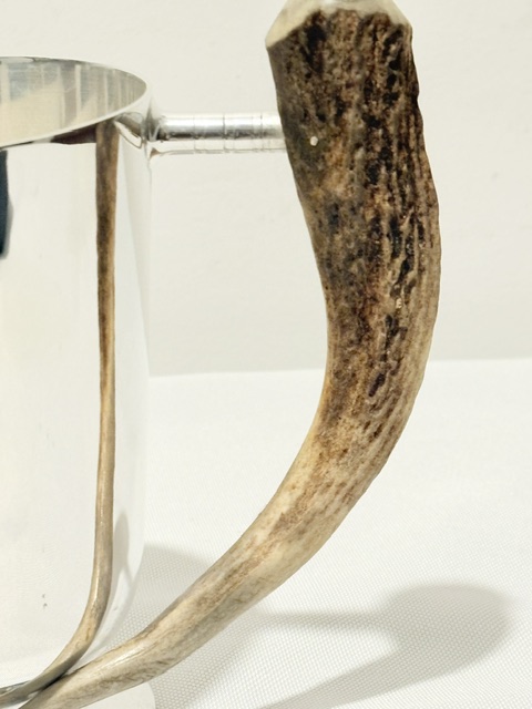 Vintage Silver Plated One Pint Antler Handle Tankard Vintage Silver Plated One Pint Antler Handle Tankard