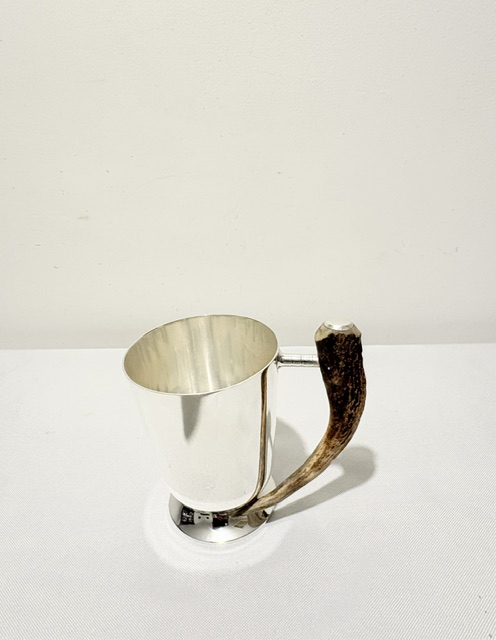 Vintage Silver Plated One Pint Antler Handle Tankard Vintage Silver Plated One Pint Antler Handle Tankard