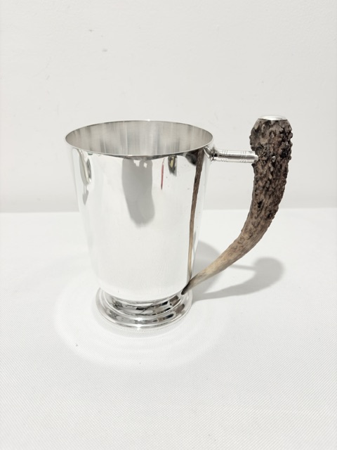 Vintage Antler Handle Silver Plated One Pint Tankard