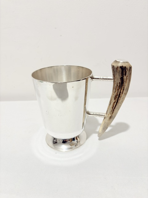 Vintage Silver Plated Tankard with Antler Handle