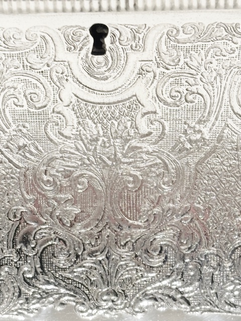 Antique Rectangular Silver Plated Tea Caddy with Two Compartments