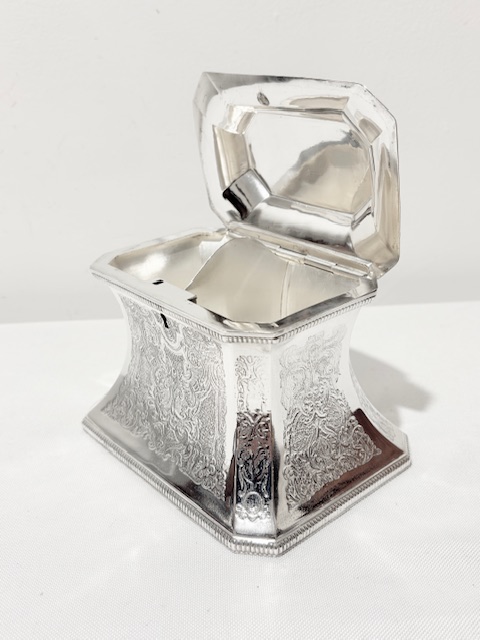 Antique Rectangular Silver Plated Tea Caddy with Two Compartments