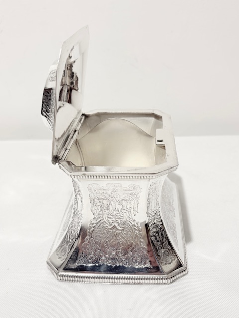 Antique Rectangular Silver Plated Tea Caddy with Two Compartments