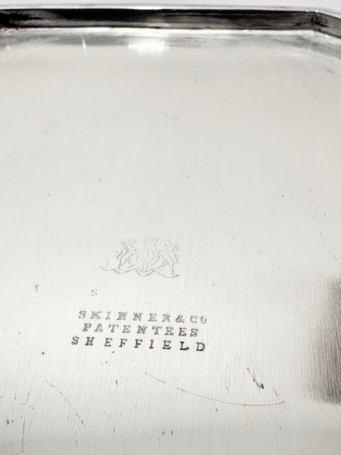 Antique Rectangular Silver Plated Tea Caddy with Two Compartments