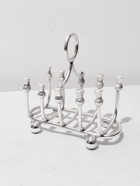 Antique Silver Plated Toast Rack Decorated with Scottish Thistles