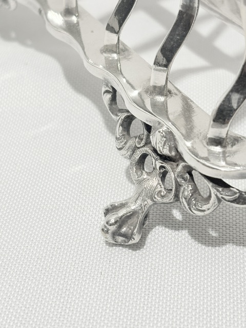 Antique Silver Plated Toast Rack with Central Ornate Handle Antique Silver Plated Toast Rack with Central Ornate Handle