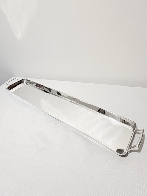Long Narrow Antique Silver Plated Tray Long Narrow Antique Silver Plated Tray