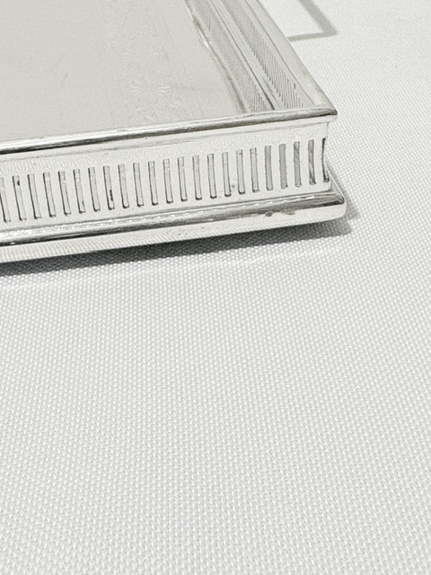Antique Silver Plated Gallery Tray with Applied Rectangular Handles