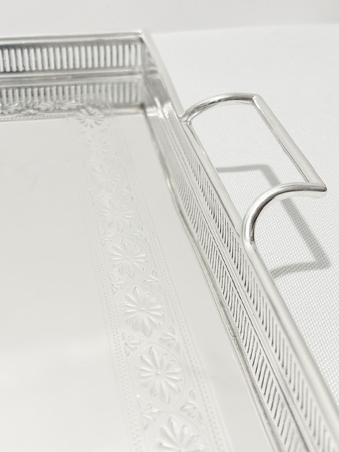 Antique Silver Plated Gallery Tray with Applied Rectangular Handles