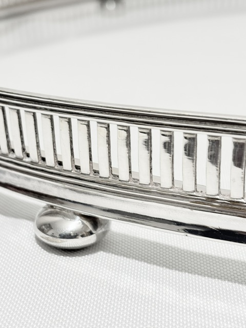 Handsome Antique Silver Plated and Glass Gallery Tray Handsome Antique Silver Plated and Glass Gallery Tray