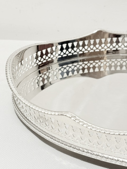 Vintage Silver Plated Gallery Tray on Four Conical Feet Vintage Silver Plated Gallery Tray on Four Conical Feet