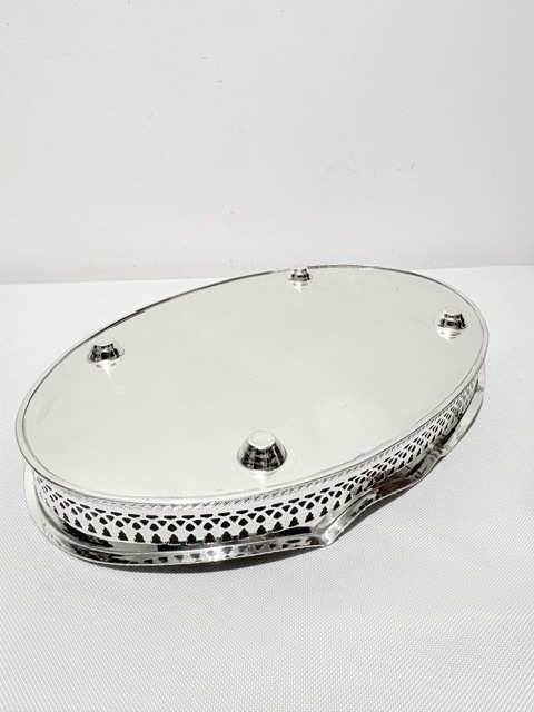 Vintage Silver Plated Gallery Tray on Four Conical Feet Vintage Silver Plated Gallery Tray on Four Conical Feet