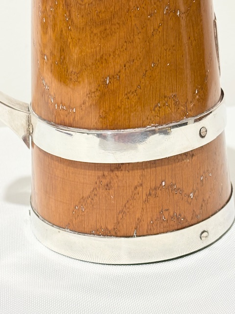 Silver Plated and Oak Antique One Pint Tankard