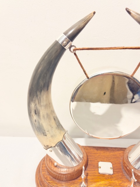 Antique Silver Plated and Cow Horn Dinner Gong Antique Silver Plated and Cow Horn Dinner Gong