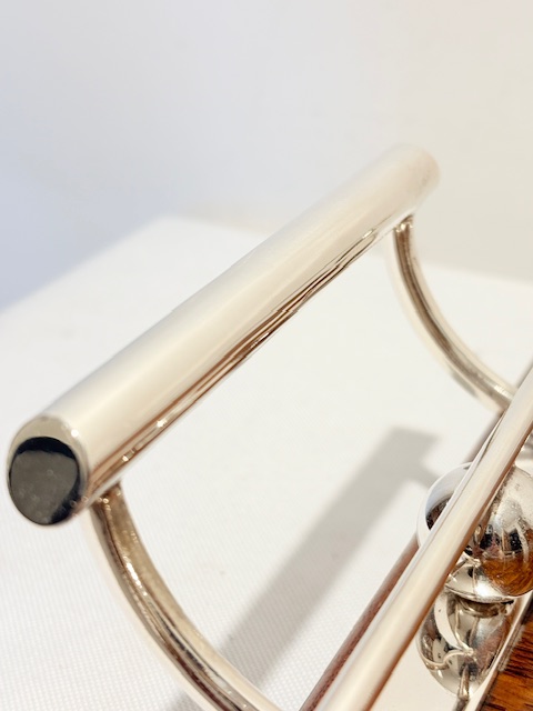 Handsome Antique Oak and Silver Plated Gallery Tray