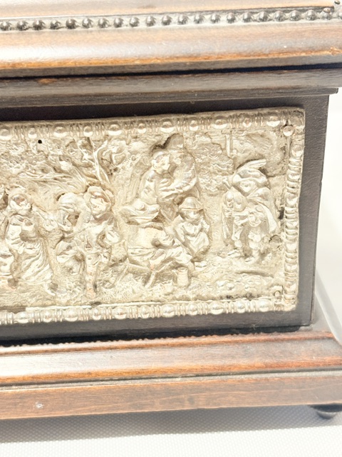 Unusual Antique Silver Plated and Oak Jewellery Box Unusual Antique Silver Plated and Oak Jewellery Box