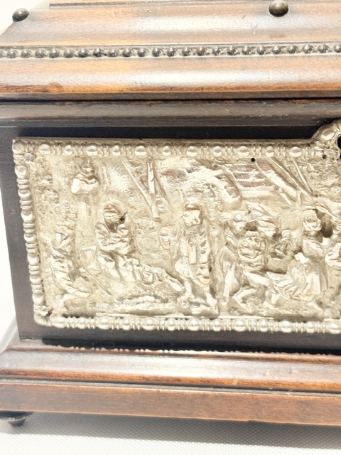 Unusual Antique Silver Plated and Oak Jewellery Box Unusual Antique Silver Plated and Oak Jewellery Box