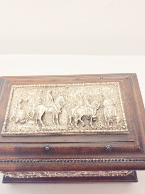 Unusual Antique Silver Plated and Oak Jewellery Box Unusual Antique Silver Plated and Oak Jewellery Box