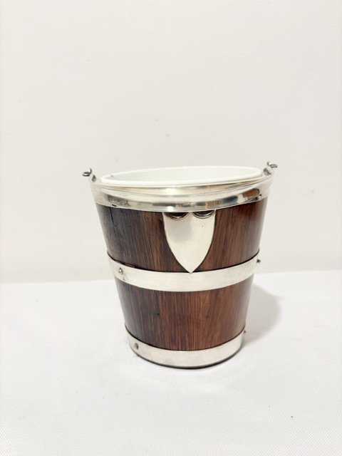 Antique Silver Plate and Oak Ice Pail or Bucket Antique Silver Plate and Oak Ice Pail or Bucket