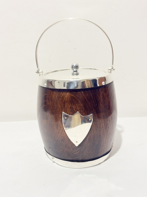 Vintage Silver Plated and Oak Biscuit Box