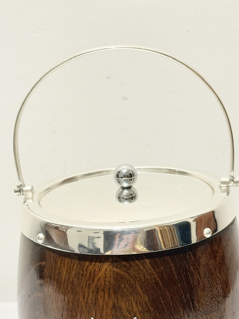 Vintage Silver Plated and Oak Biscuit Box Vintage Silver Plated and Oak Biscuit Box