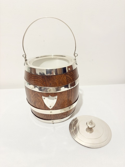 Smart Vintage Oak and Silver Plated Biscuit Box with Ceramic Liner Smart Vintage Oak and Silver Plated Biscuit Box with Ceramic Liner