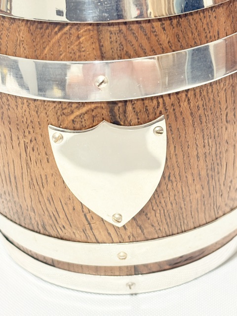 Smart Vintage Slightly Bulbous Oak and Silver Plated Biscuit Box Smart Vintage Slightly Bulbous Oak and Silver Plated Biscuit Box